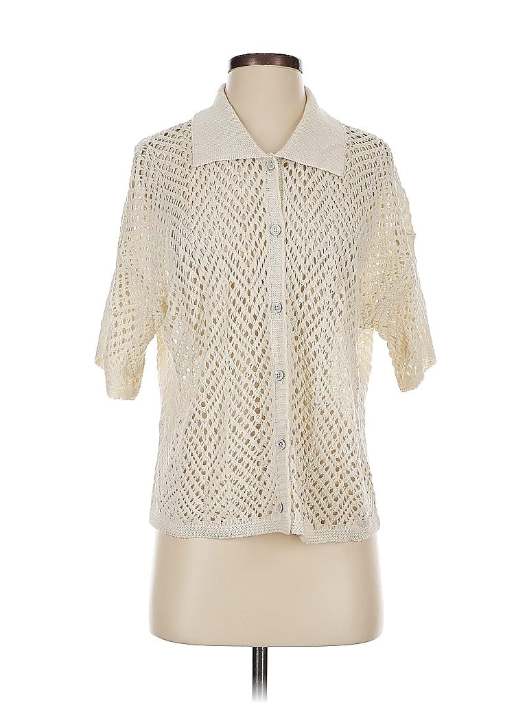 Pre-owned Wild Fable Short Sleeve Blouse In White