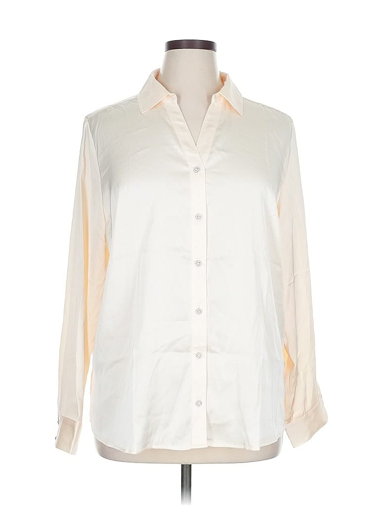 Pre-owned D&co. Long Sleeve Blouse In White