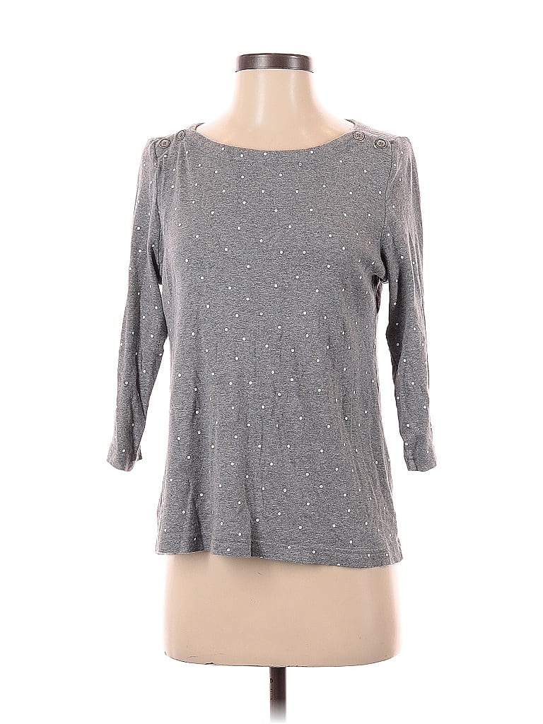 Pre-owned Croft & Barrow 3/4 Sleeve Top Gray Boatneck Tops