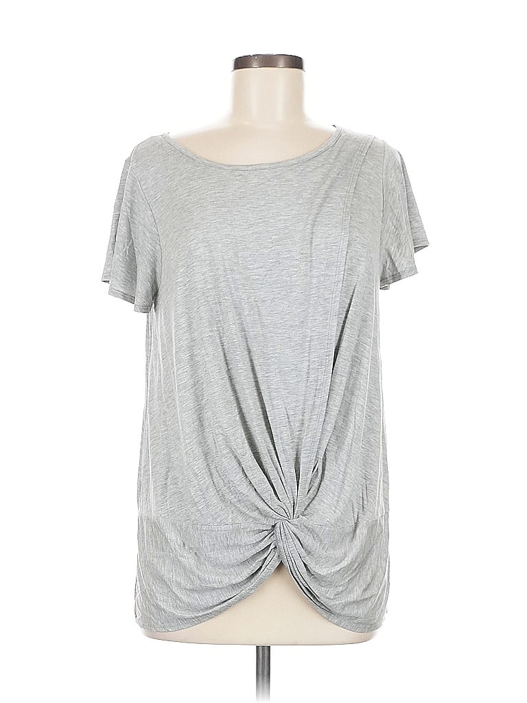 ANDREE BY UNIT Pre-owned Short Sleeve Top Gray Keyhole Neckline Tops
