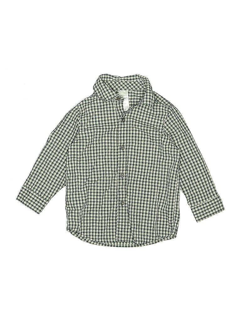 Pre-owned Carter's Kids' Long Sleeve Button Down Shirt In Green