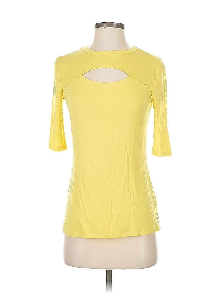 Pre-owned Halogen 3/4 Sleeve T-shirt In Yellow