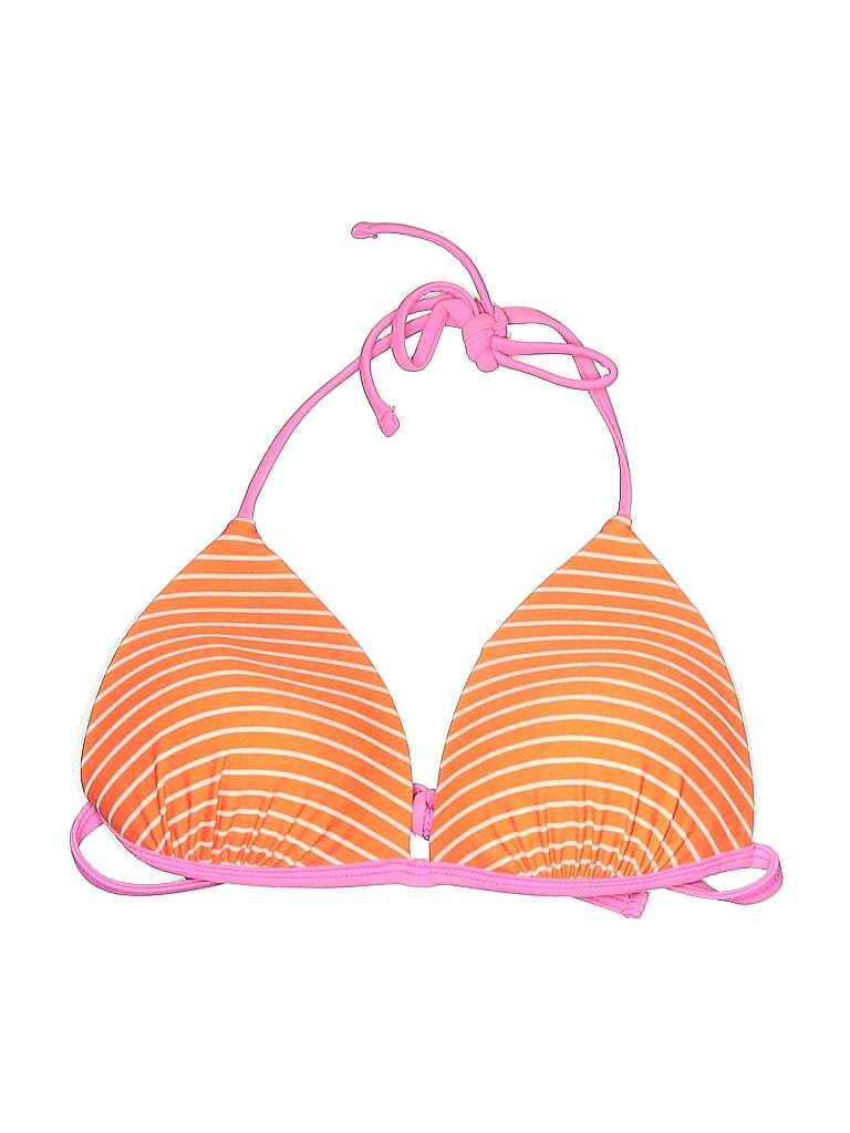 Pre-owned Hula Honey Swimsuit Top Orange Stripes Pattern Swimwear