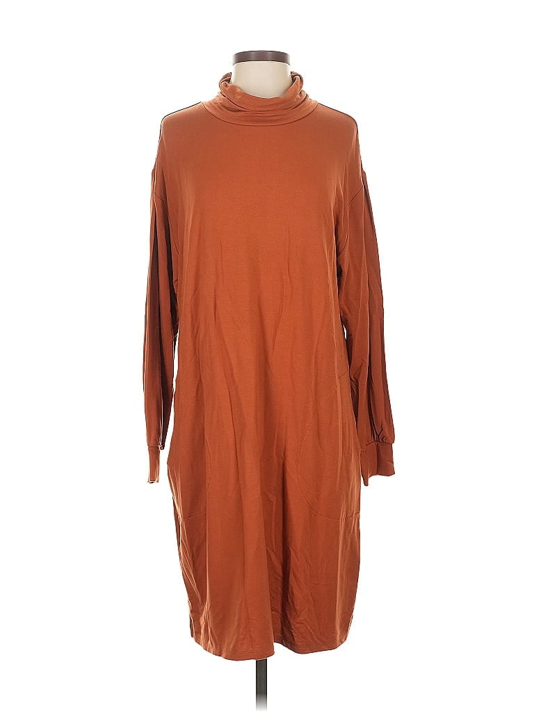 Pre-owned Garnet Hill Long Sleeve Top Brown Turtleneck Tops