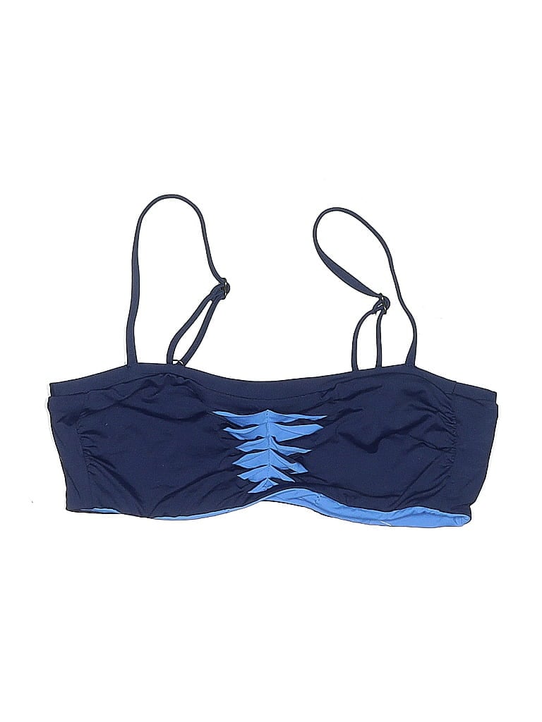 BECCA Pre-owned Swimsuit Top Blue Graphic Pattern Swimwear