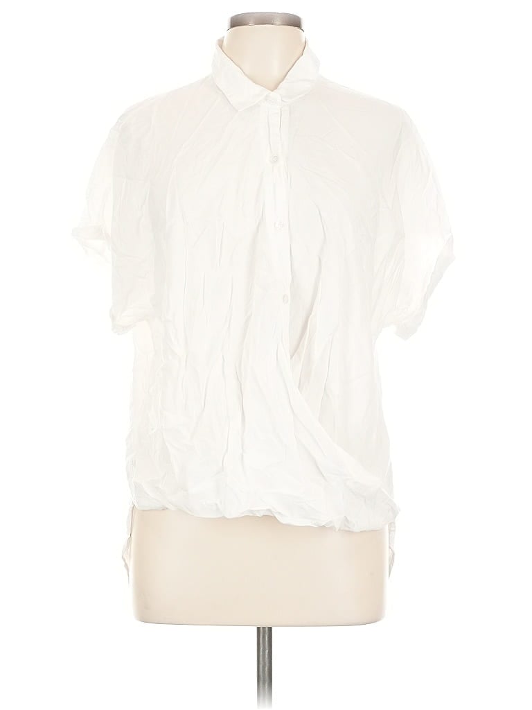 Pre-owned Pale Sky Short Sleeve Blouse In White