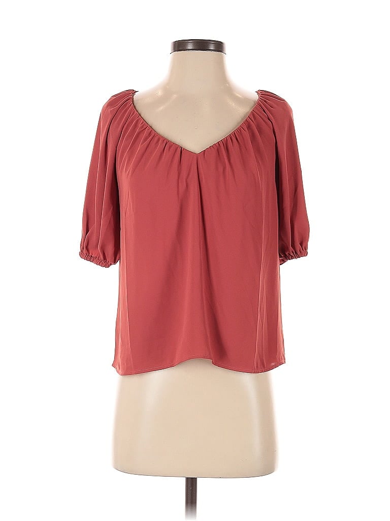 Click to view more detailed imagery on our partner's website Pre-owned Ann Taylor Short Sleeve Blouse In Burgundy