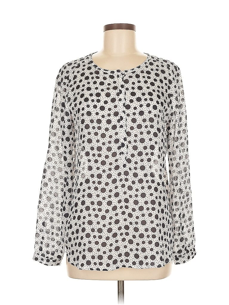 Pre-owned Ann Taylor Loft Long Sleeve Blouse In Silver