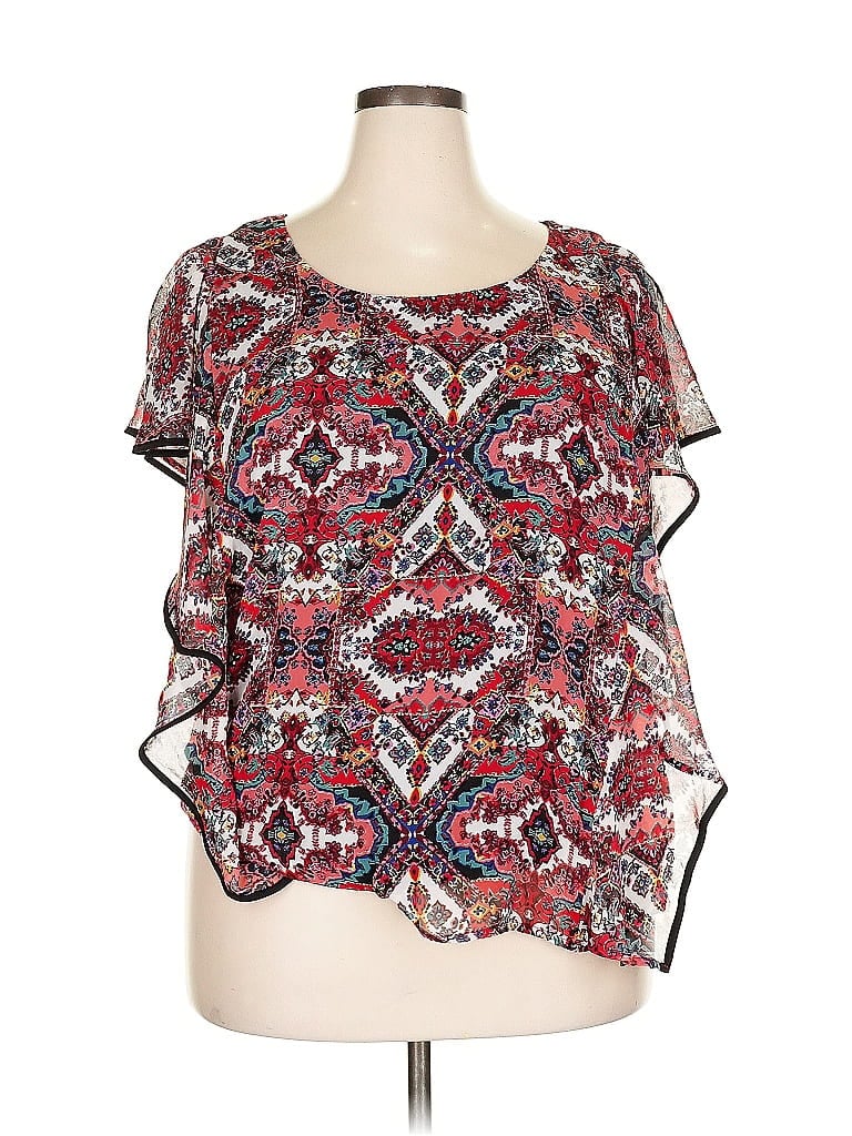 Pre-owned I.n. Studio Short Sleeve Blouse In Red