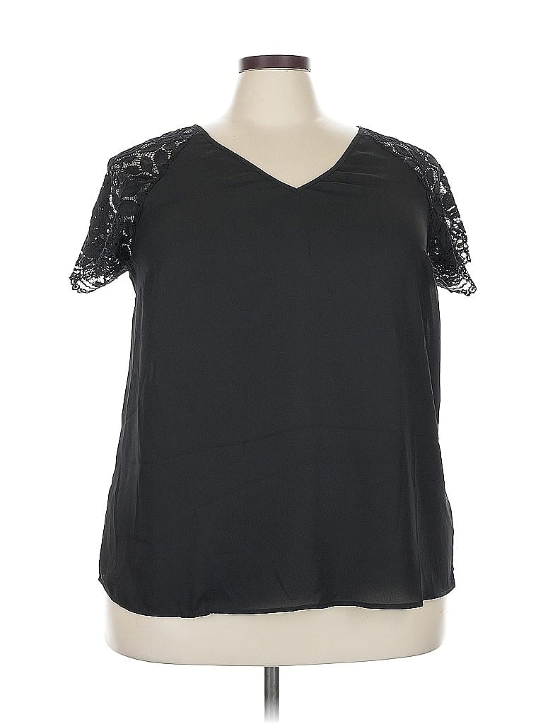 Pre-owned Torrid Short Sleeve Top Black V Neck Tops