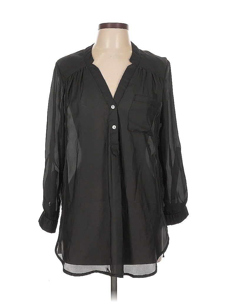 Pre-owned April Long Sleeve Blouse In Black