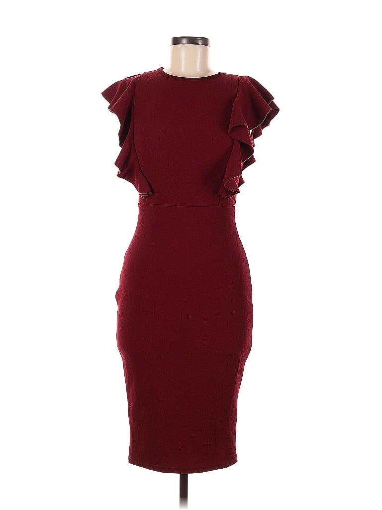 Pre-owned Shein Cocktail Dress In Burgundy
