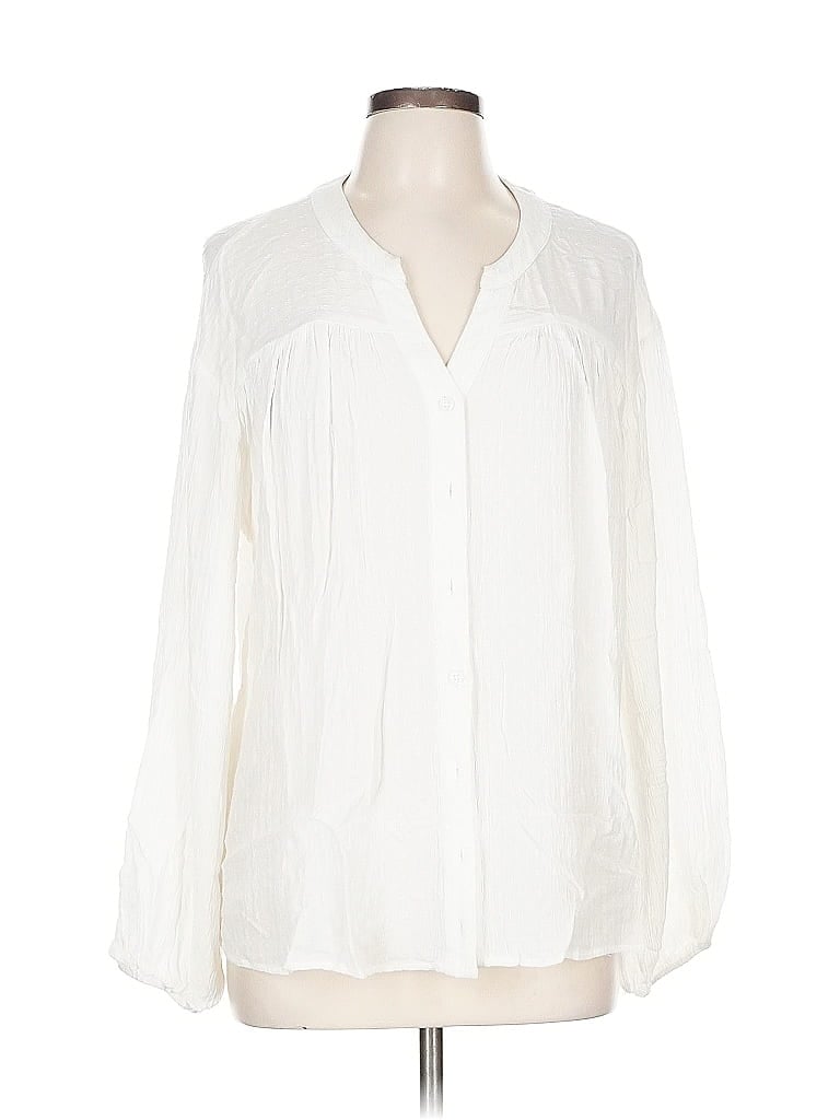 Pre-owned Assorted Brands Long Sleeve Blouse In White