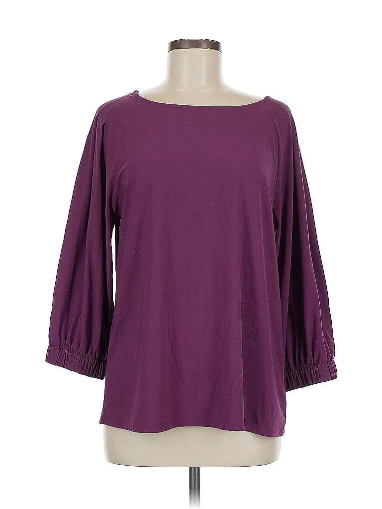 Click to view more detailed imagery on our partner's website Pre-owned Halogen 3/4 Sleeve Top Purple Boatneck Tops