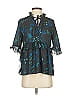 Especia 100% Polyester Teal Blue 3/4 Sleeve Blouse Size S - photo 1