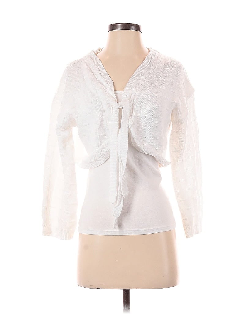 Pre-owned Romwe Cardigan Sweater In White