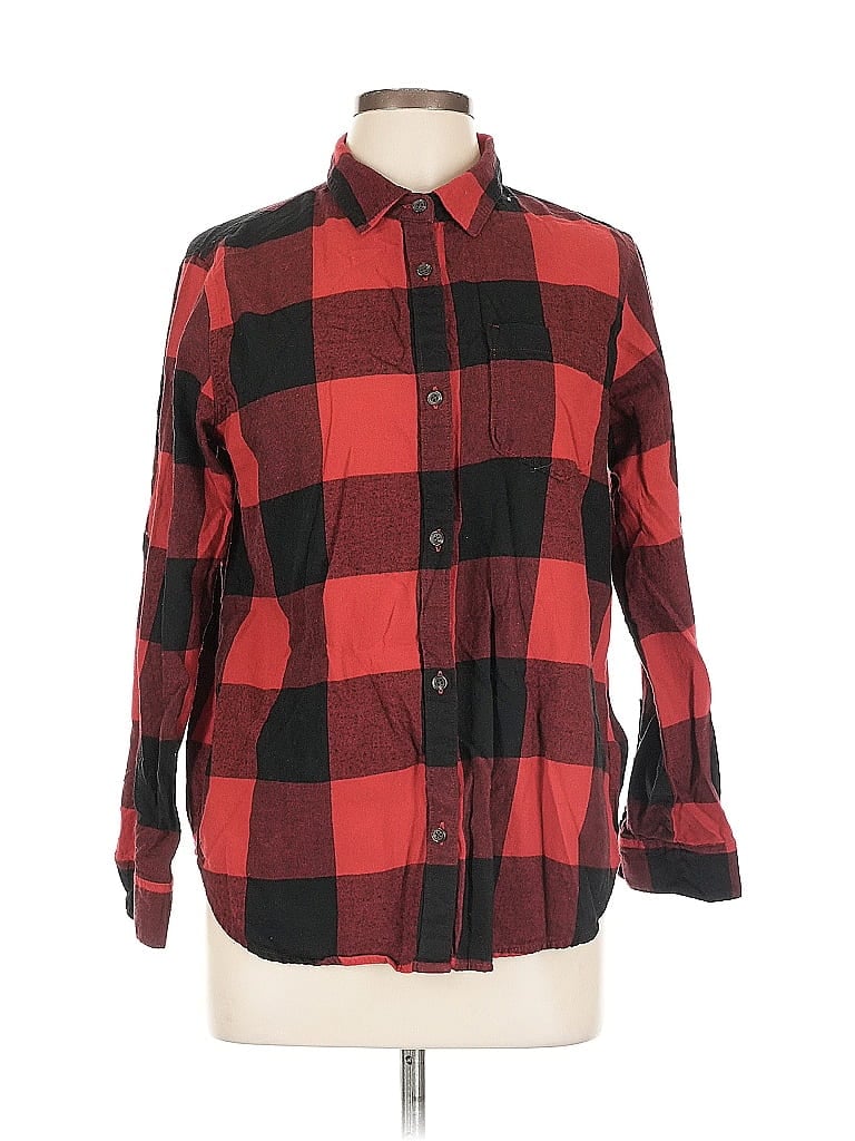 Pre-owned Old Navy Long Sleeve Button Down Shirt In Red