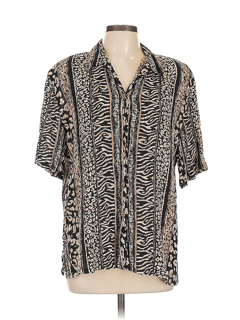 Pre-owned Koret Short Sleeve Blouse In Black