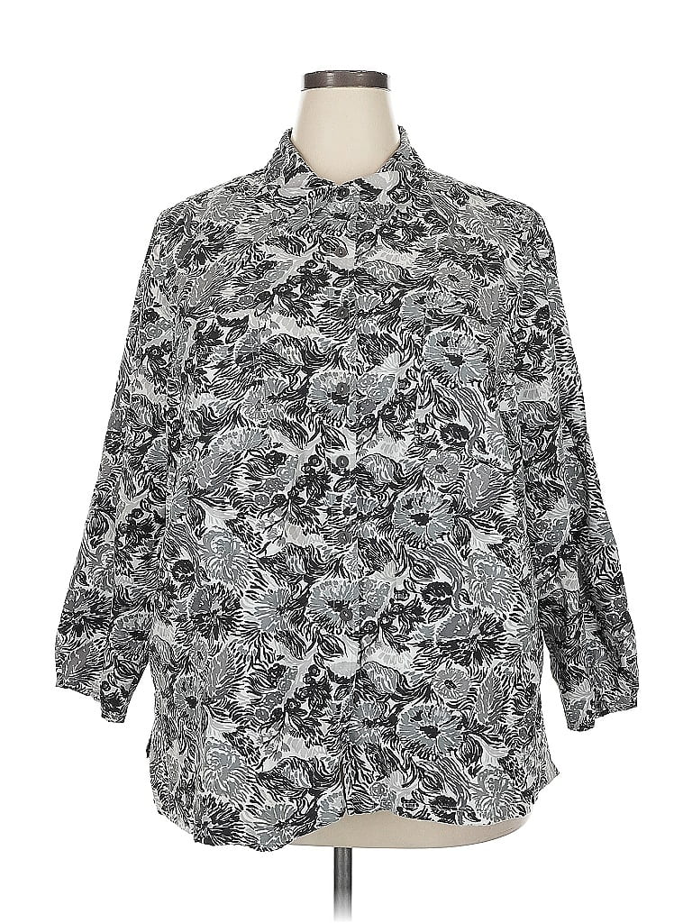 Pre-owned Liz & Me 3/4 Sleeve Blouse In Silver