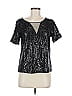 Ella Moss 100% Nylon Metallic Silver Short Sleeve Blouse Size M - photo 1