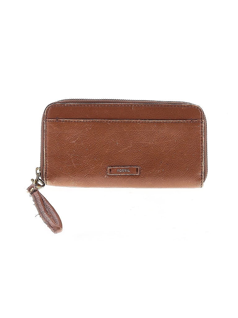 Pre-owned Fossil Leather Wristlet In Brown