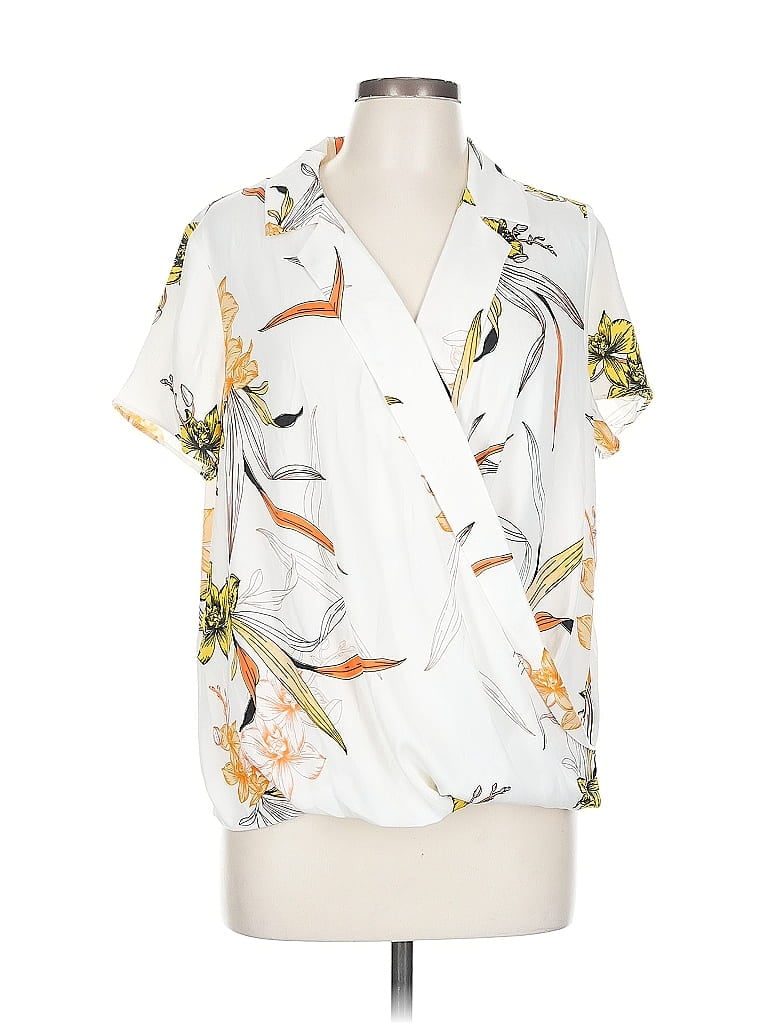 Pre-owned Worthington Short Sleeve Blouse In White