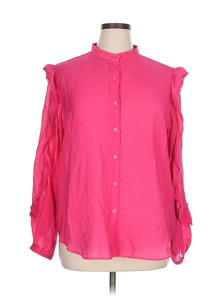 Pre-owned Ann Taylor Long Sleeve Blouse In Pink