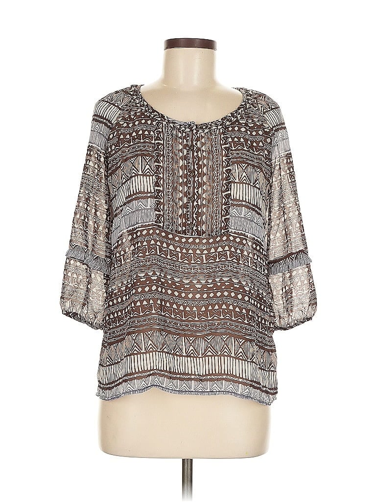 Pre-owned Banana Republic Factory Store 3/4 Sleeve Blouse In Brown