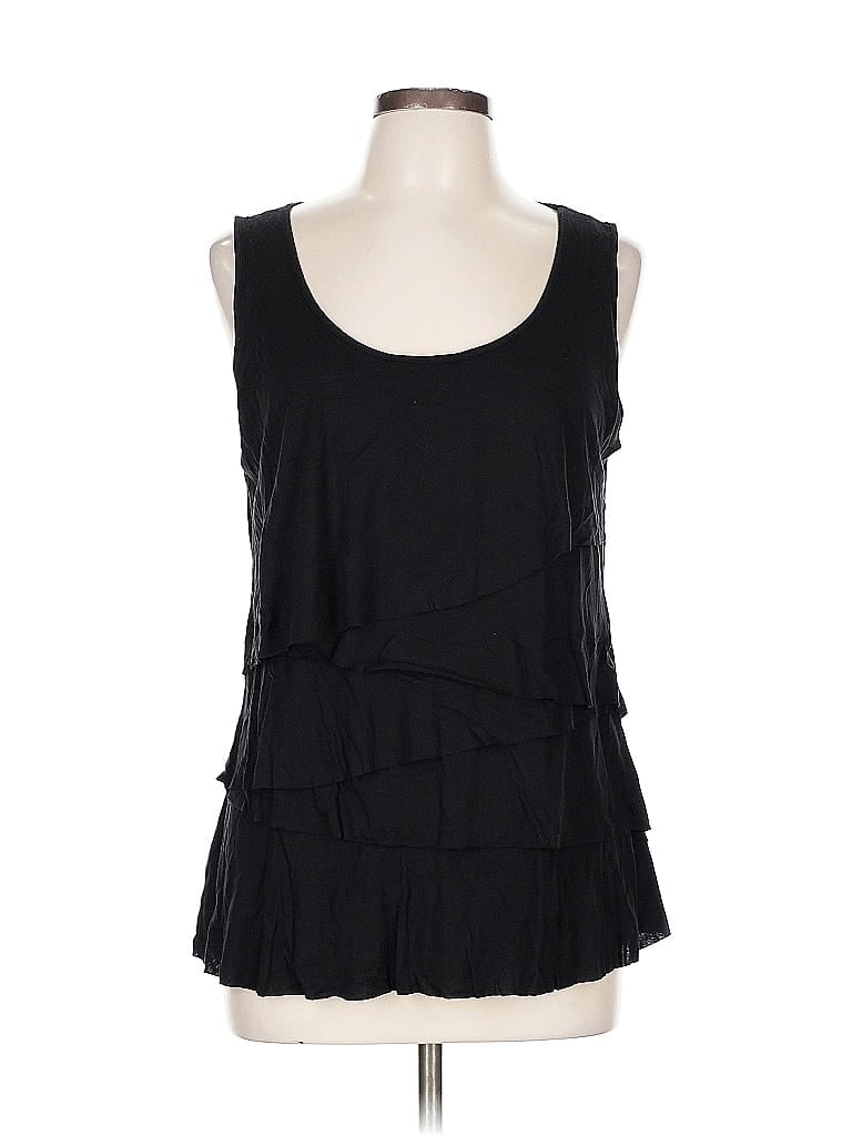 Pre-owned Liz Claiborne Sleeveless Top Black Scoop Neck Tops