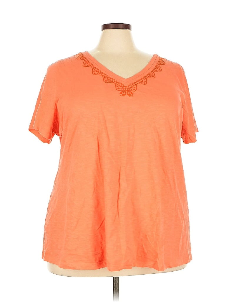 Pre-owned Lane Bryant Short Sleeve Top Orange V Neck Tops