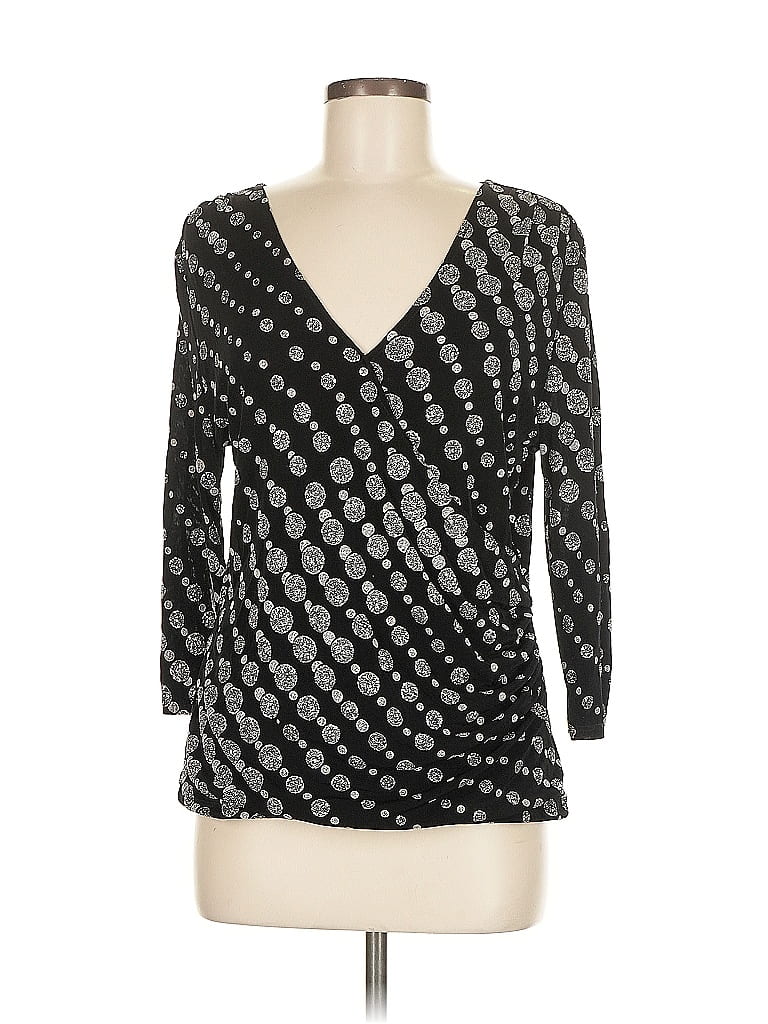 Assorted Brands 3/4 Sleeve Top Silver Plunge Neckline Tops