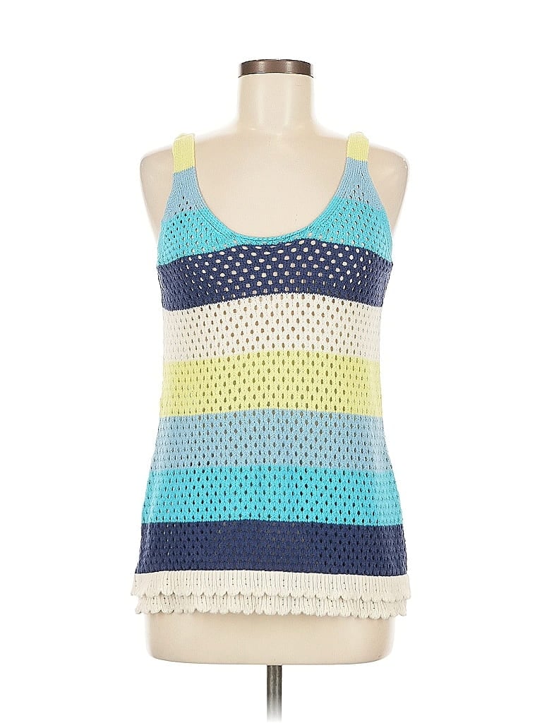 DESIGN 365 Pre-owned Sleeveless Top Blue Halter Neckline Tops