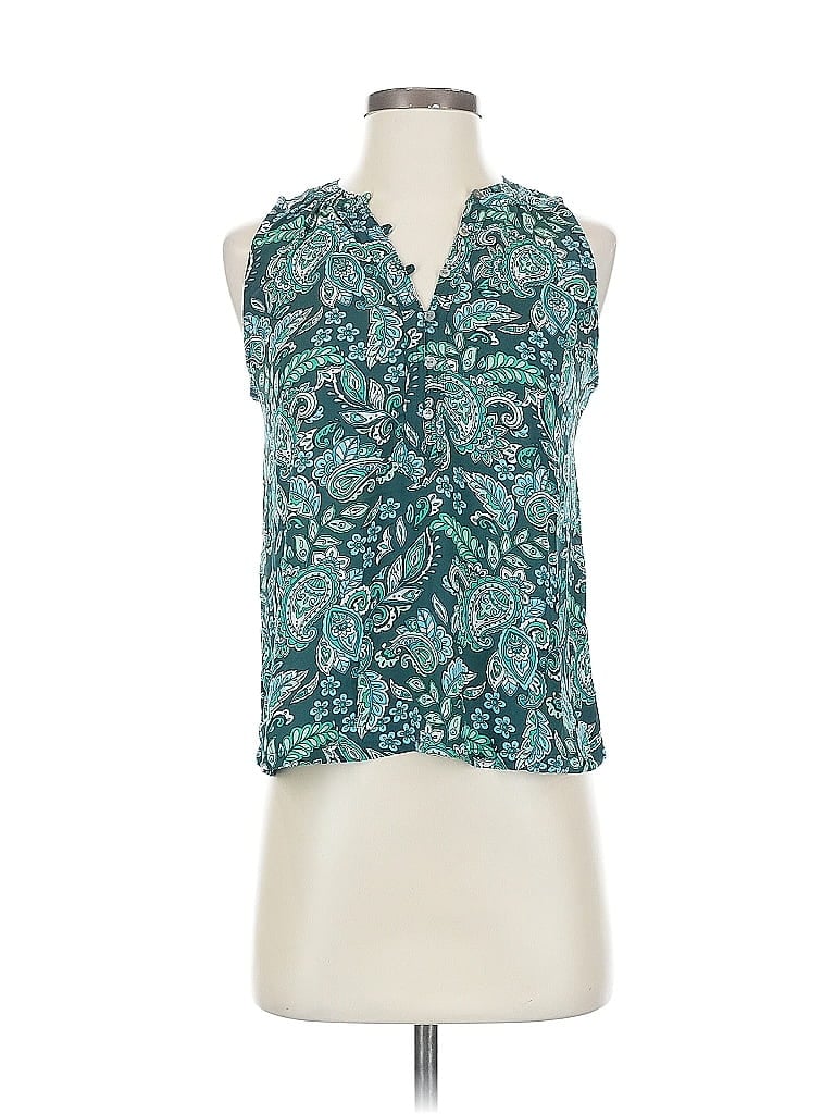 Pre-owned Ann Taylor Loft Sleeveless Blouse In Blue
