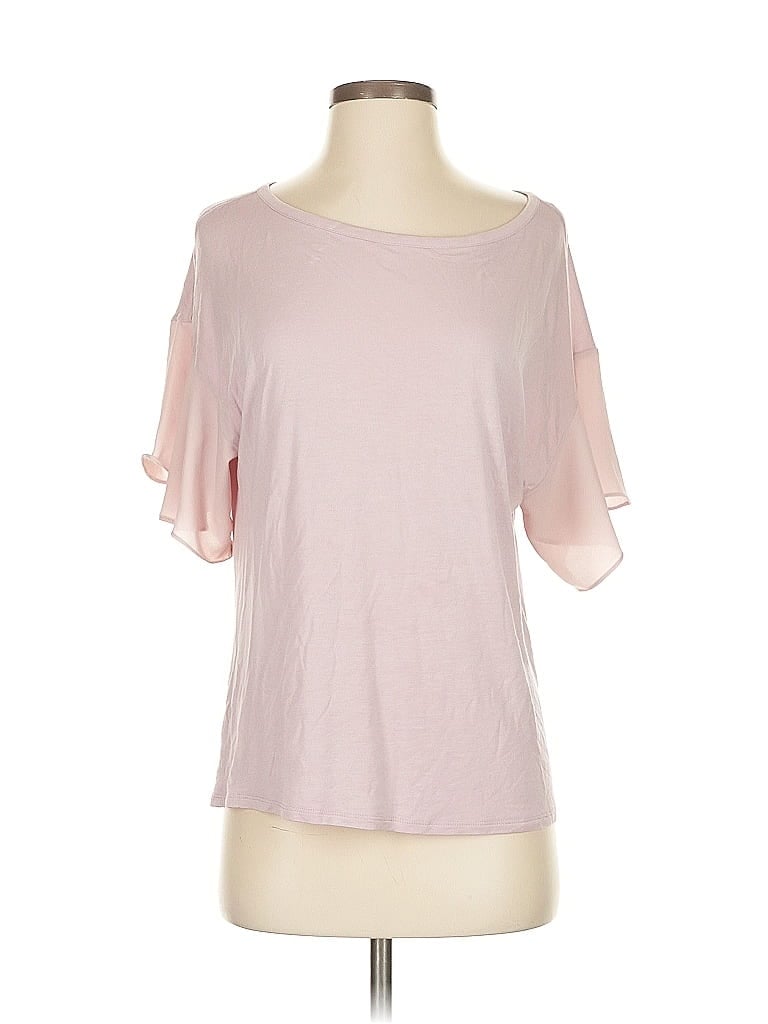 Pre-owned Ann Taylor Loft Short Sleeve Top Pink Cold Shoulder Neckline Tops