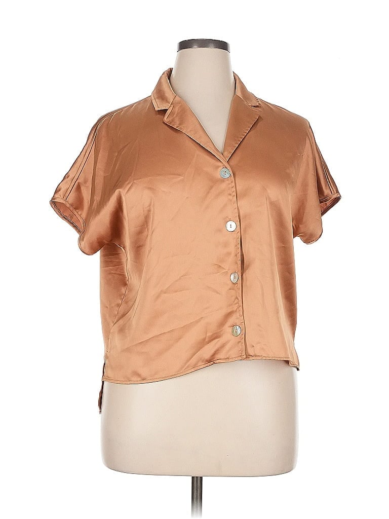 Pre-owned Rachel Zoe Tjx Short Sleeve Blouse In Brown