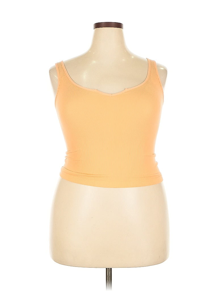 Pre-owned One Step Up Tank Top Yellow Strapless Neckline Tops