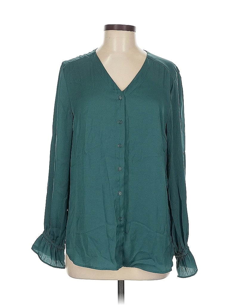 Pre-owned Tahari Long Sleeve Blouse In Blue