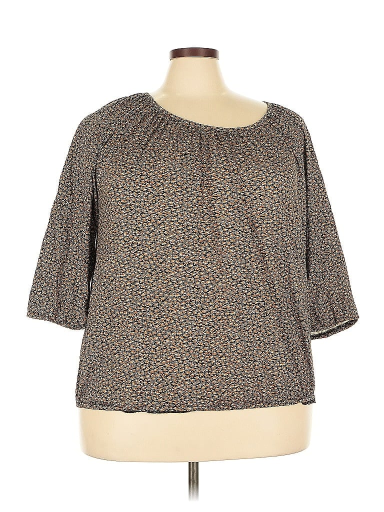 Pre-owned Michael Michael Kors 3/4 Sleeve Blouse In Brown