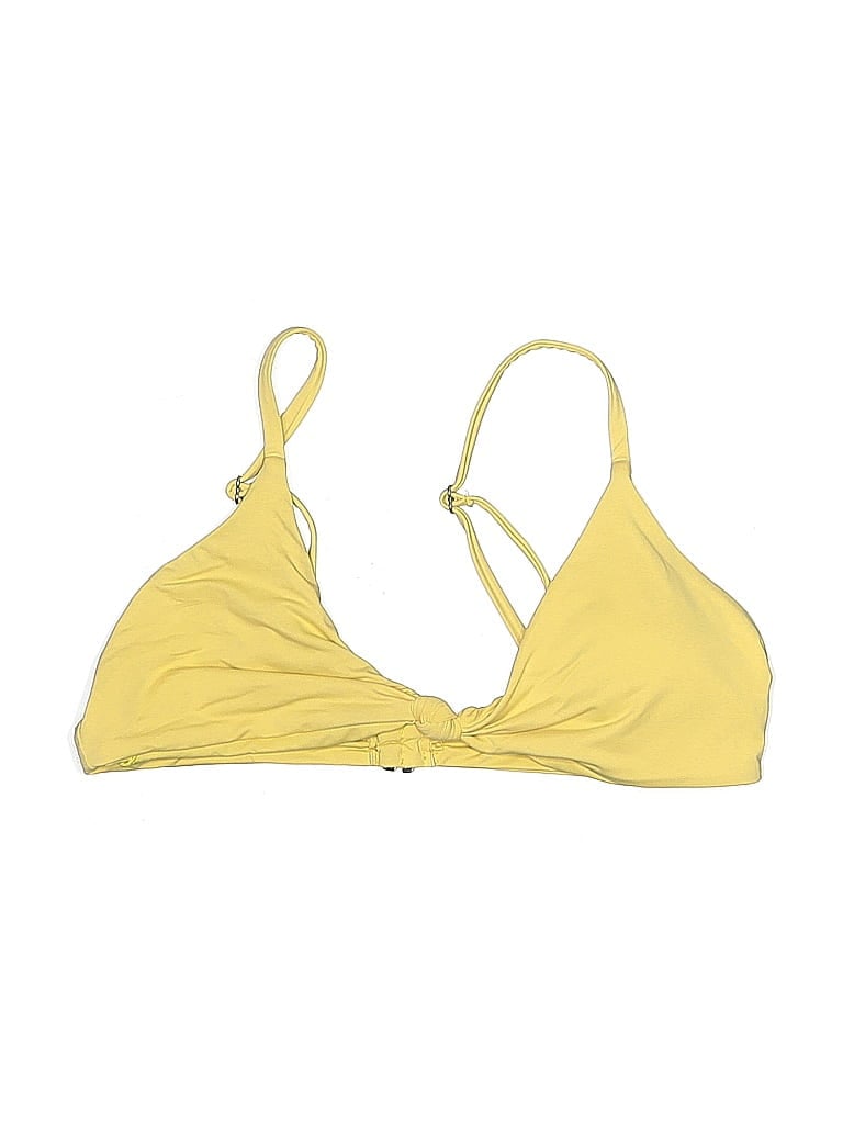 DIPPIN' DAISY'S SWIMWEAR Pre-owned Swimsuit Top Yellow Solid Pattern Swimwear