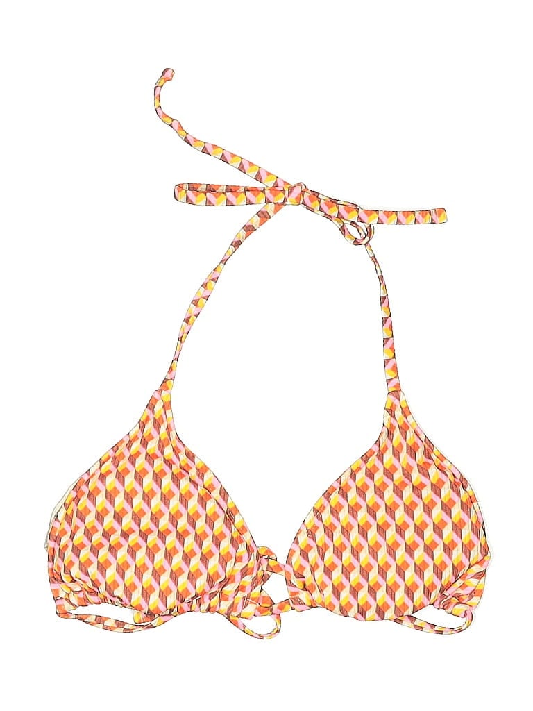Pre-owned Wild Fable Swimsuit Top Orange Print Pattern Swimwear