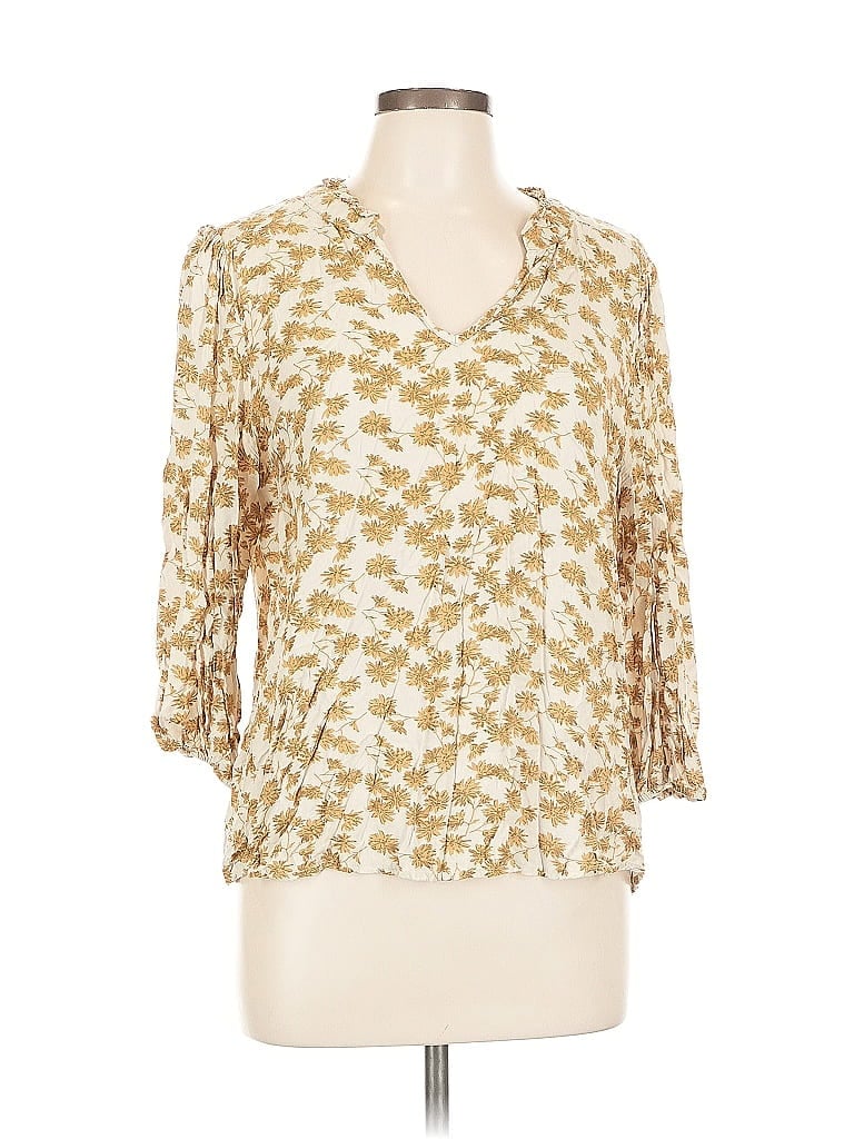 Pre-owned Fun2fun 3/4 Sleeve Blouse In Gold