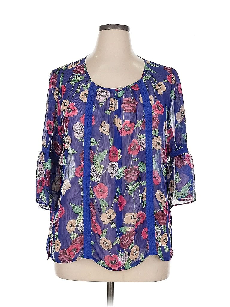 LAUREN CONRAD Pre-owned 3/4 Sleeve Blouse In Blue