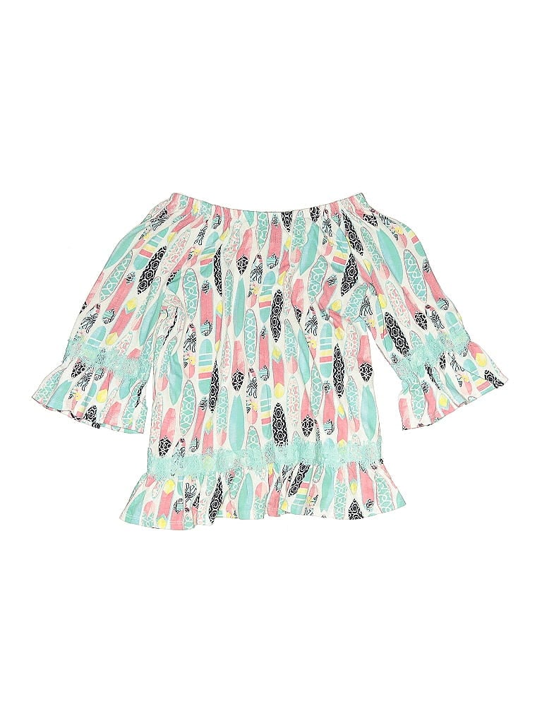 Pre-owned Crown & Ivy Kids' 3/4 Sleeve Blouse In Green