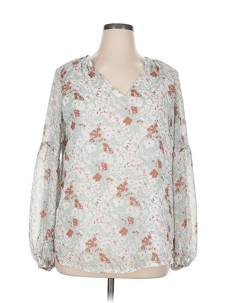 Pre-owned Unbranded 3/4 Sleeve Blouse In Silver