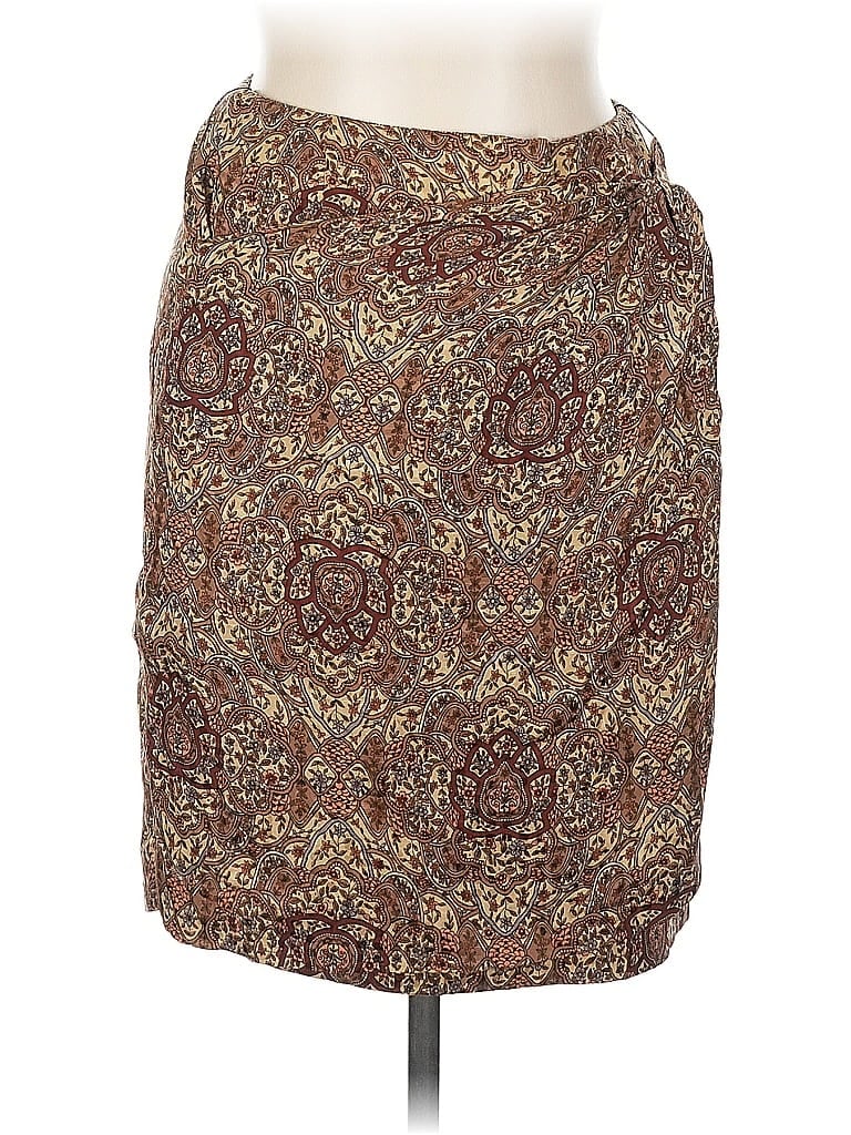 Pre-owned Anne Klein Ii Silk Skirt In Brown