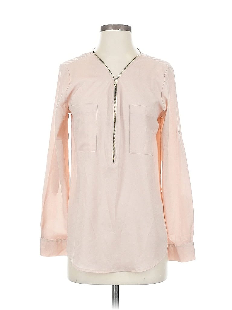 Pre-owned Calvin Klein Long Sleeve Blouse In Pink