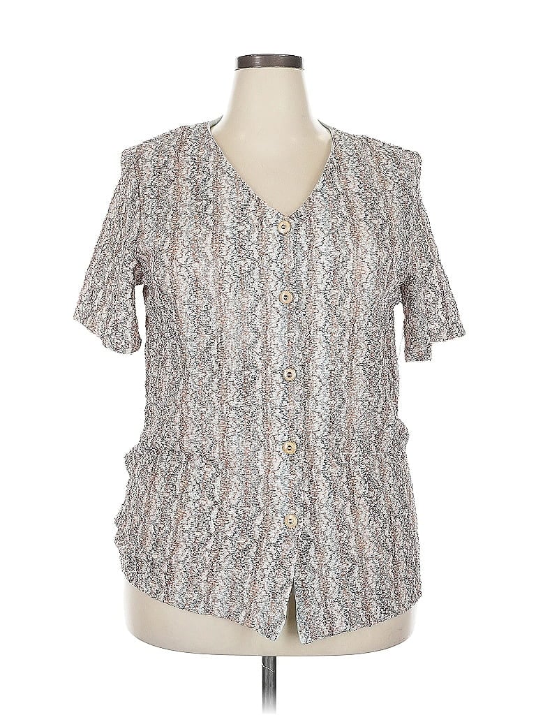 Pre-owned Assorted Brands Short Sleeve Blouse In Gray