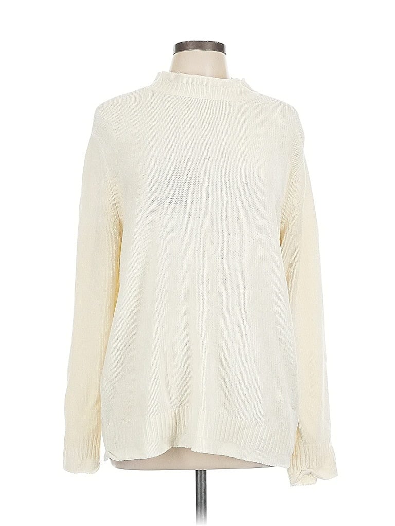 Pre-owned Villager Sport By Liz Claiborne Turtleneck Sweater In White