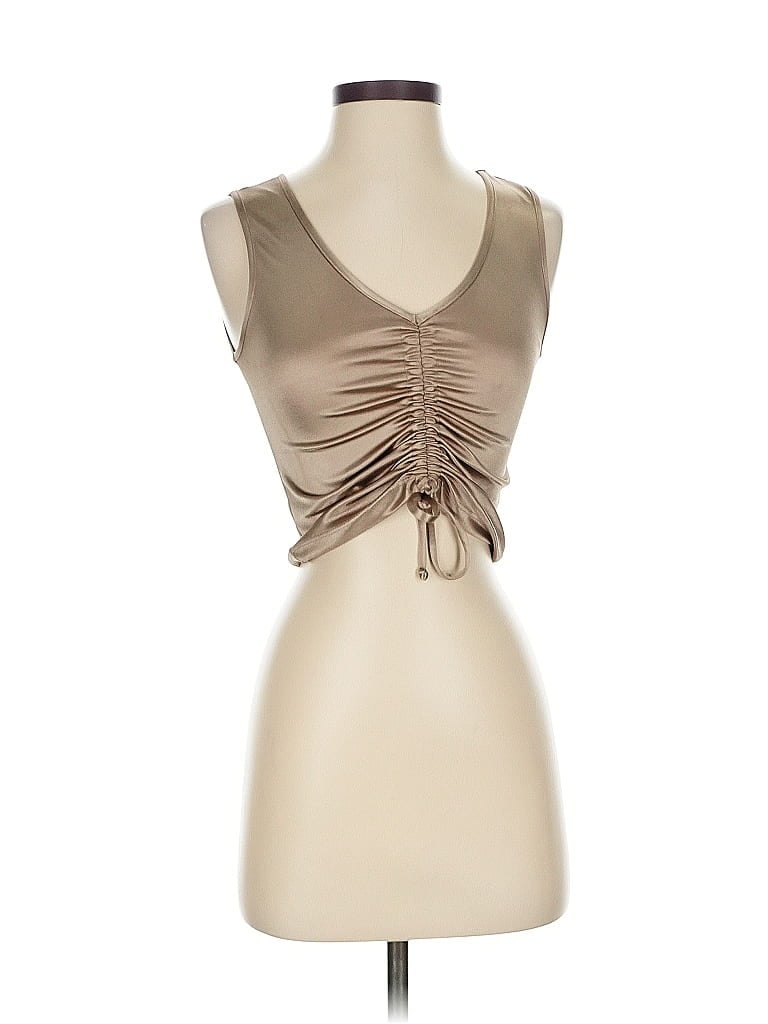 Pre-owned Assorted Brands Tank Top Tan Strapless Neckline Tops In Brown