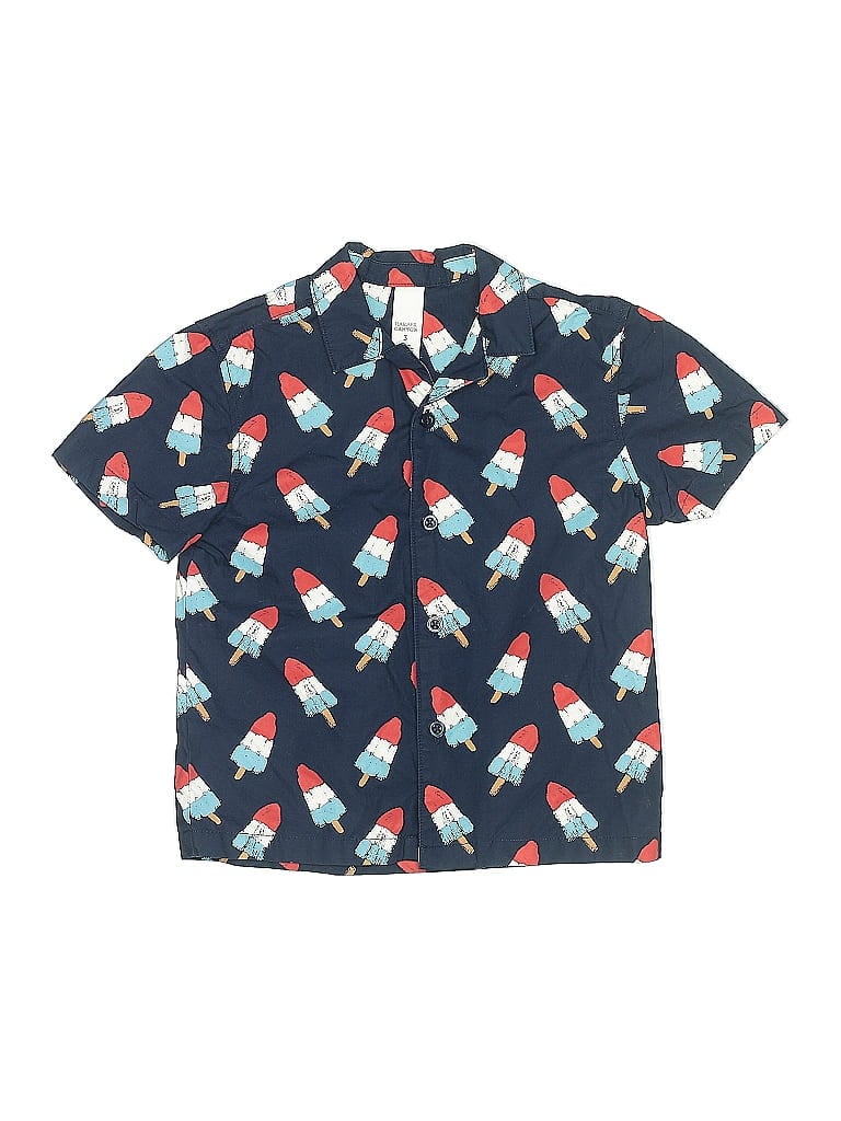 Pre-owned Harper Canyon Kids' Short Sleeve Button Down Shirt In Blue